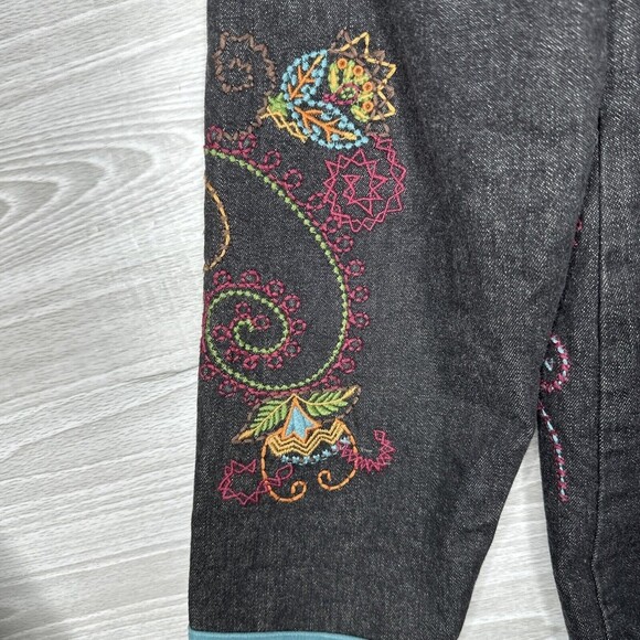 Vintage Denim & Co Denim Long Sleeve Button Up Jacket Size M Black Embroidered - Picture 14 of 15